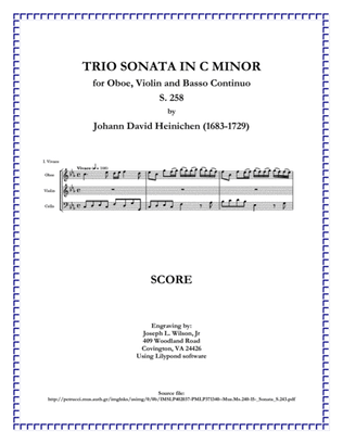 Heinichen Trio Sonata in C Minor for Oboe, Violin and B.C., S. 258