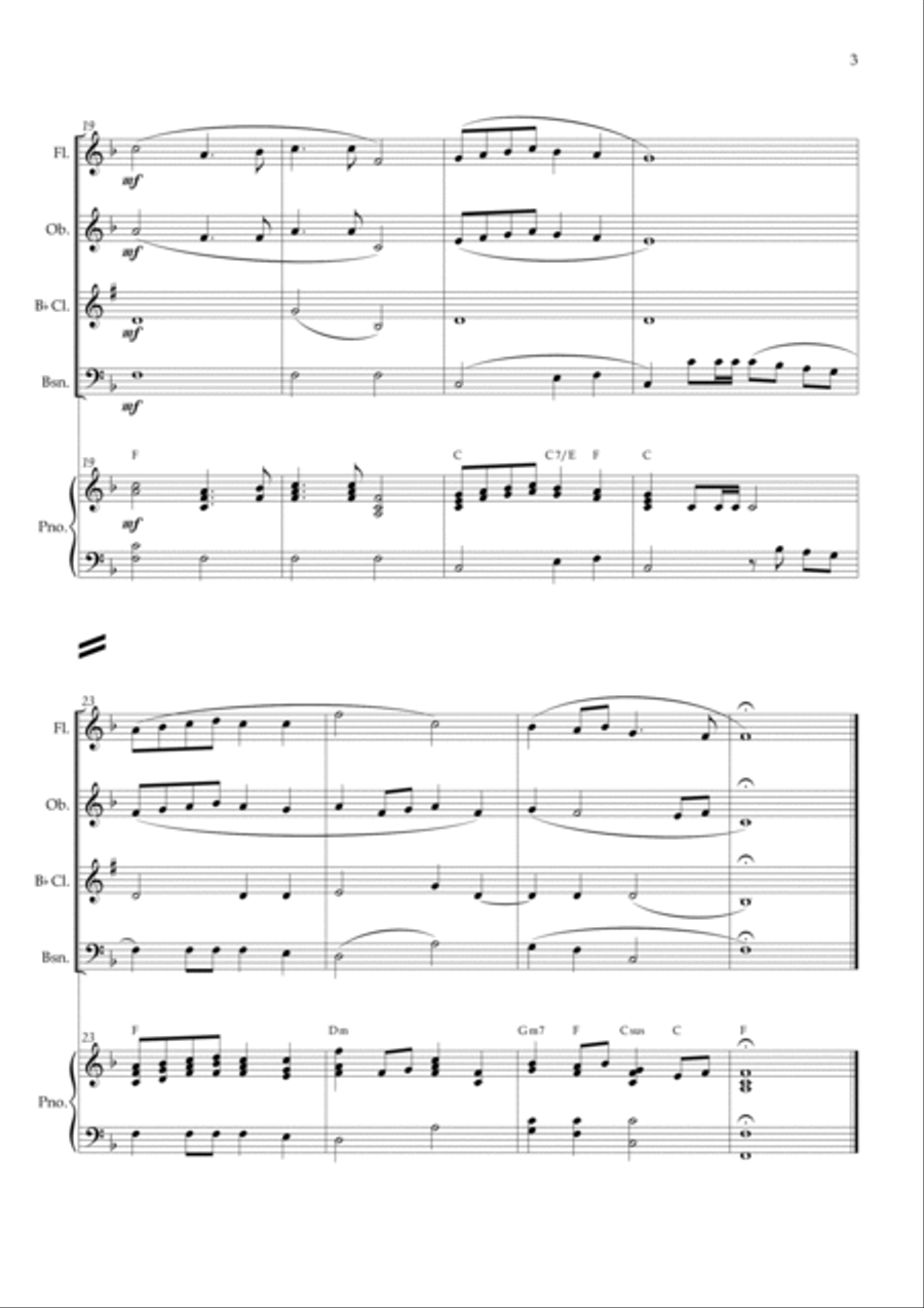 Cantate Domino - Handel (Woodwind Quartet) Piano and chords Woodwind Quartet scores gallery preview page 3