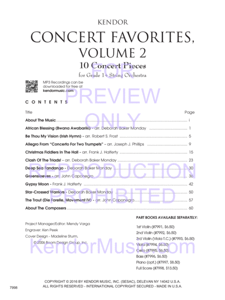 Kendor Concert Favorites, Volume 2 - Full Score