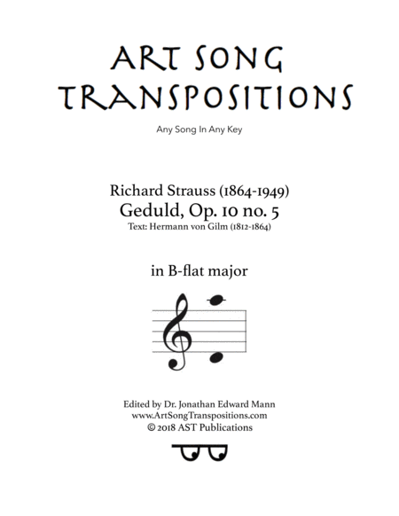 STRAUSS: Geduld, Op. 10 no. 5 (transposed to B-flat major)