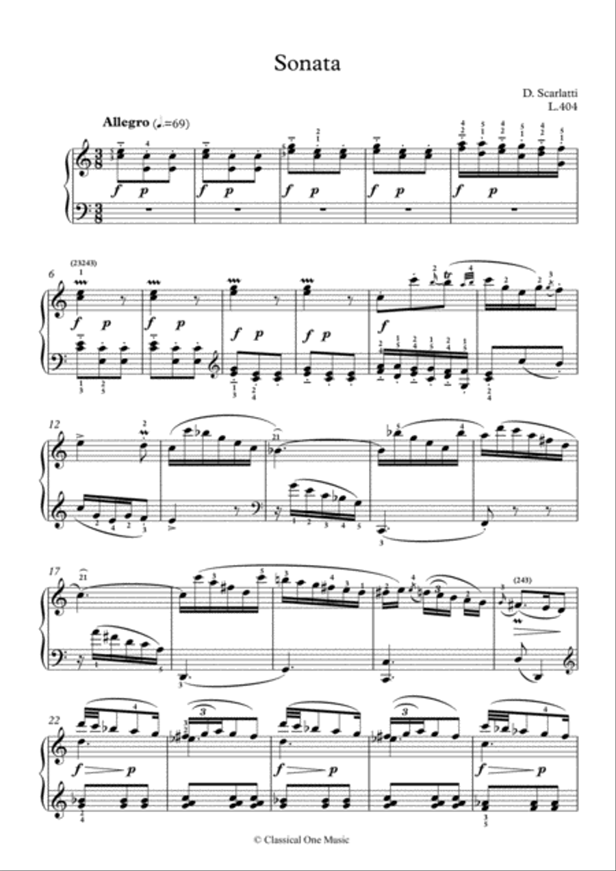 Scarlatti-Sonata in C-Major L.404 K.548(piano) Piano Solo scores gallery preview page 2
