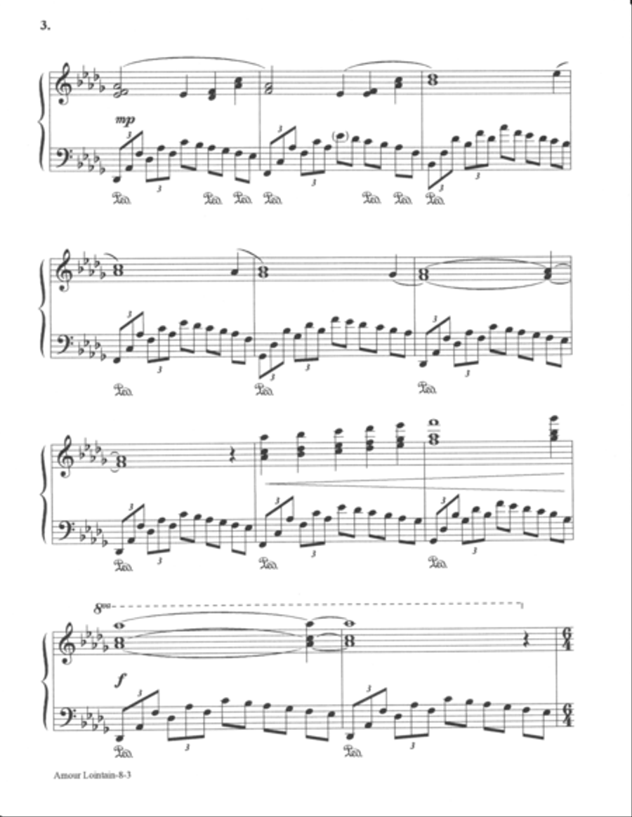 AMOUR LOINTAIN (LOVE FROM AFAR) Piano Solo by ROBERT VAN HORNE Piano Solo scores gallery preview page 4