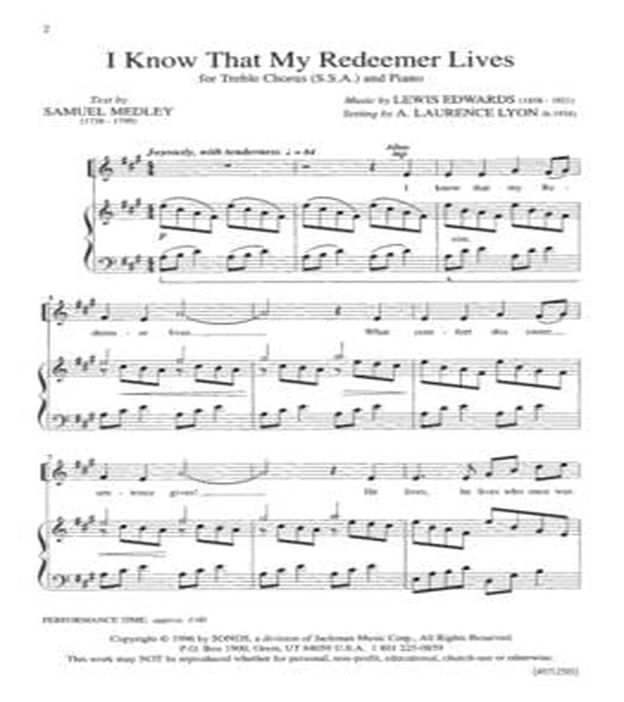 I Know That My Redeemer Lives - SSA SSA scores gallery preview page 2