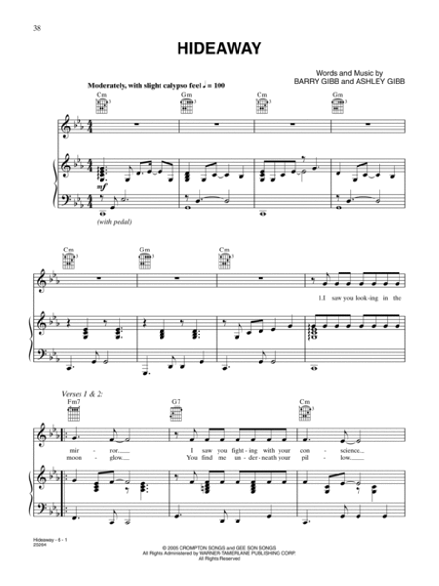 Hideaway Piano, Vocal, Guitar scores gallery preview page 1