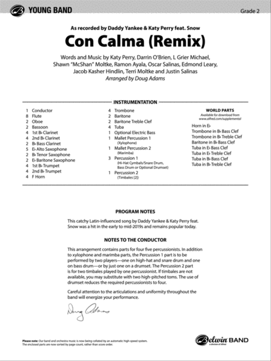 Con Calma (Remix): Score Concert Band scores gallery preview page 1