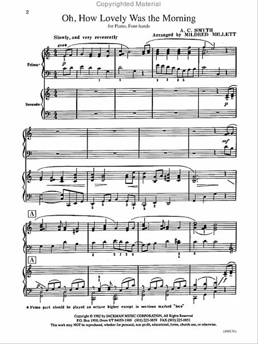 Oh How Lovely Was The Morning - Piano Duet Piano Duet scores gallery preview page 2