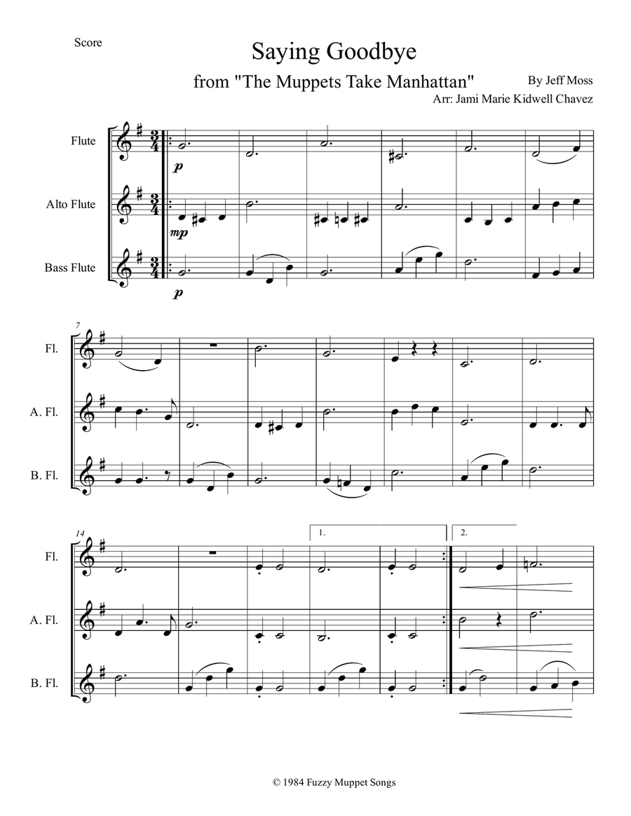 Saying Goodbye Saying Goodbye Flute Choir scores gallery preview page 3