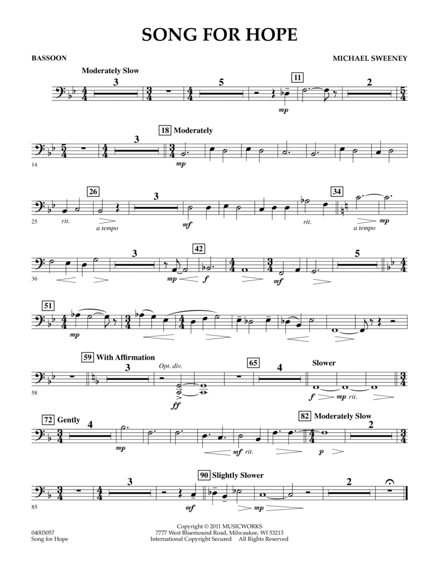 Song For Hope - Bassoon Concert Band scores gallery preview page 1