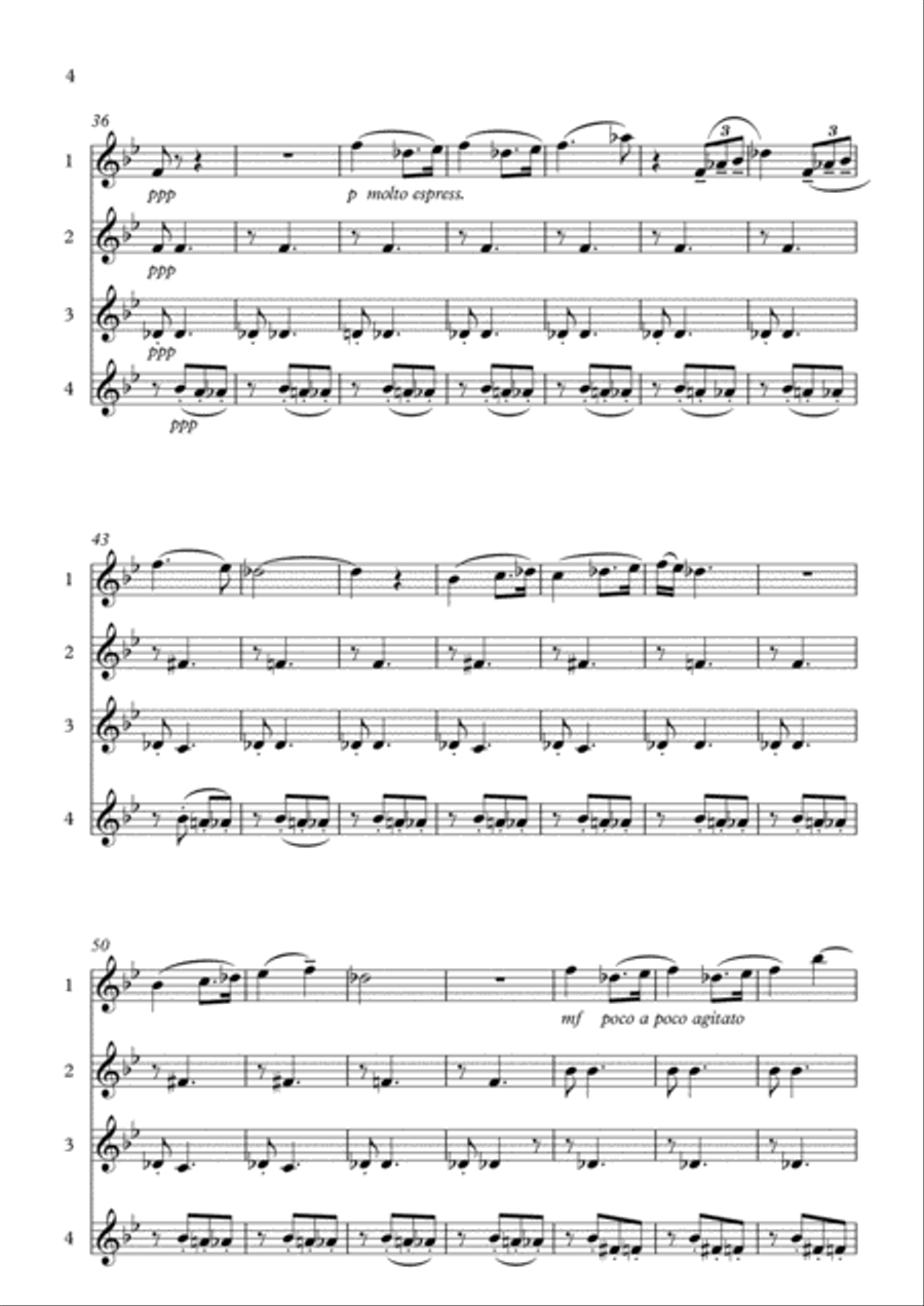 ANDANTE CANTABILE from Quartet Op.11 for 4 flutes - TSCHAIKOVSKY Flute Quartet scores gallery preview page 4
