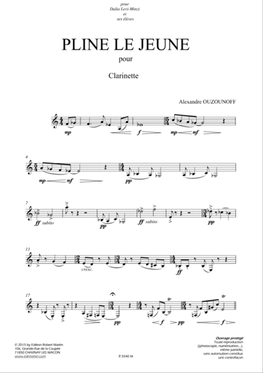 Pline le jeune Clarinet Solo scores gallery preview page 2