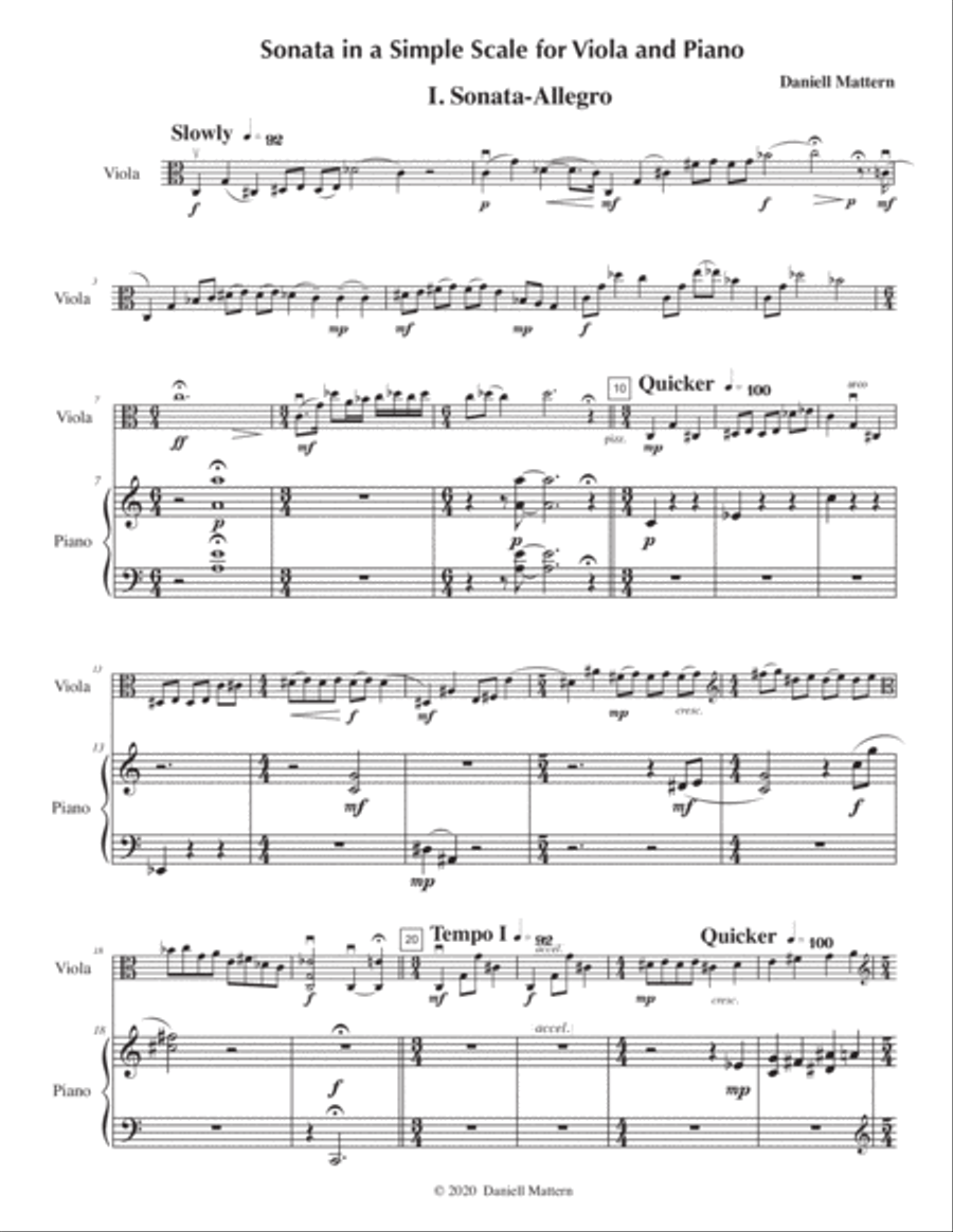 Sonata in a Simple Scale for Viola and Piano Piano scores gallery preview page 4
