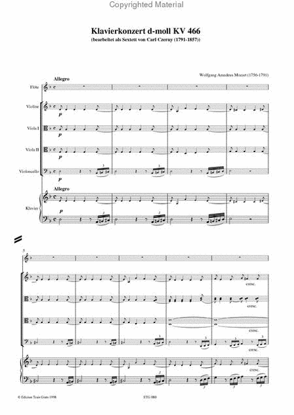 Klavierkonzert Nr. 20 bearbeitet von Carl Czerny