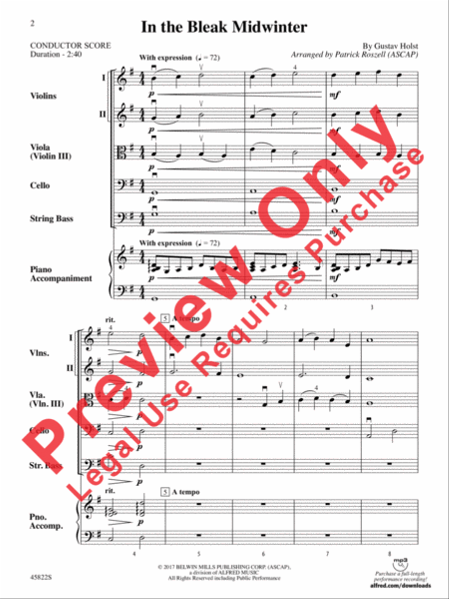 In the Bleak Midwinter String Orchestra scores gallery preview page 2