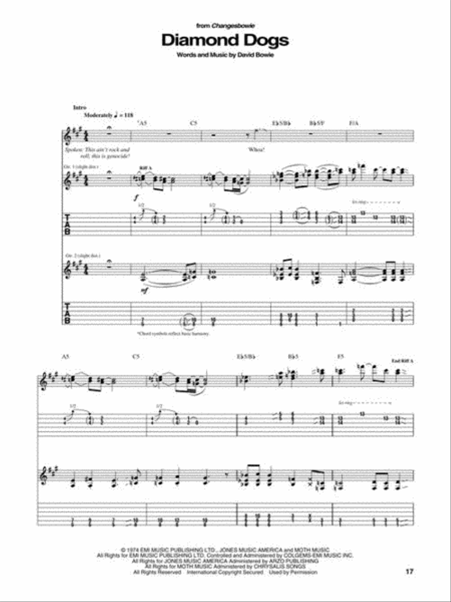 Best of David Bowie Electric Guitar scores gallery preview page 7