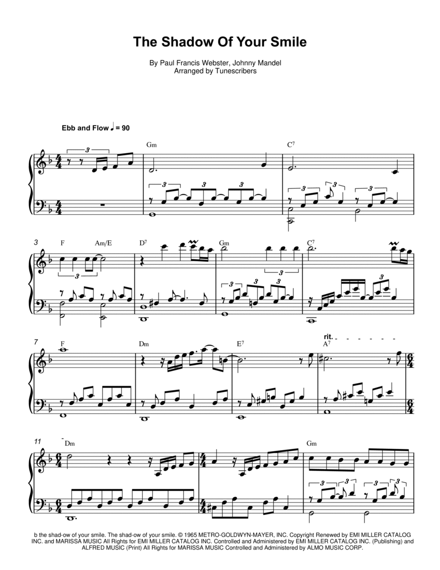 The Shadow Of Your Smile - Ernesto Cortazar Piano Solo scores gallery preview page 1