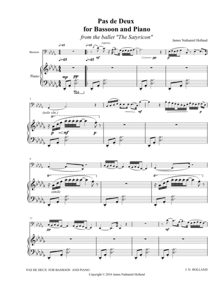 Pas de Deux from The Satyricon Ballet Arranged for Bassoon and Piano image number null