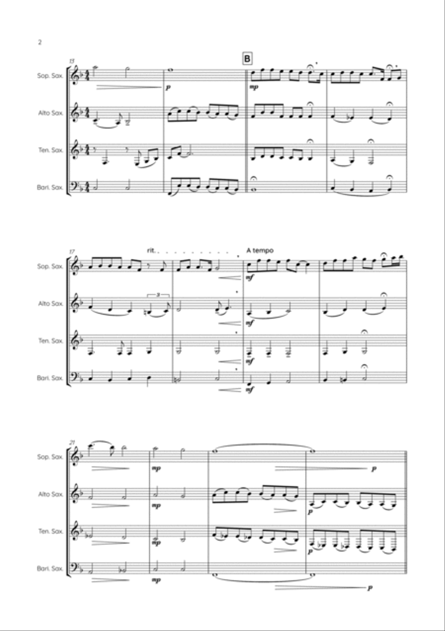 When She Loved Me Saxophone Quartet scores gallery preview page 2