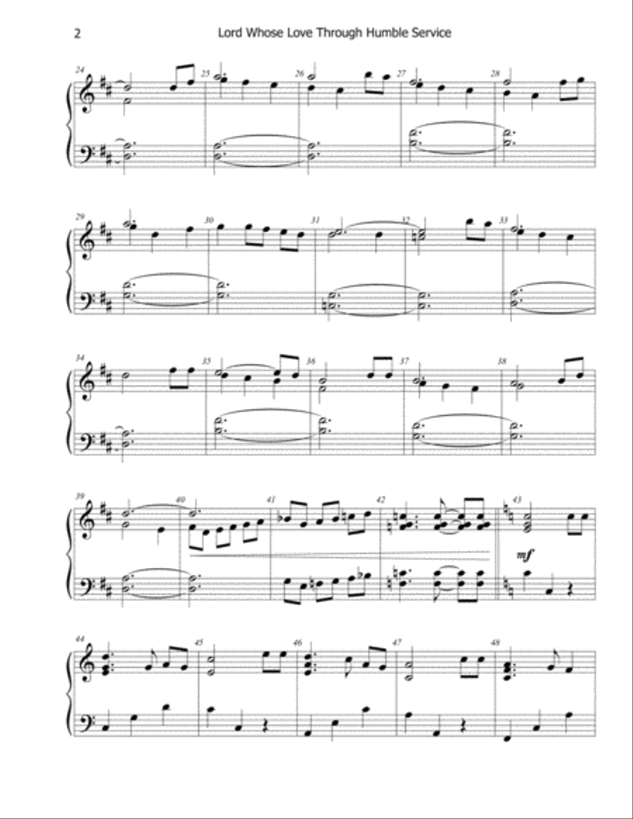 Lord Whose Love Through Humble Service (Beach Spring) Piano Solo scores gallery preview page 2