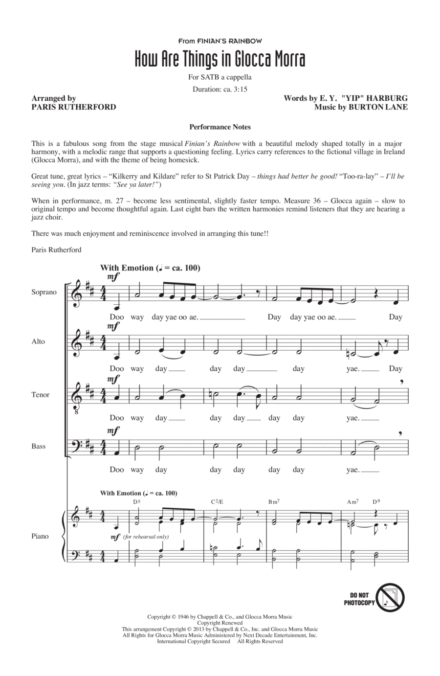 How Are Things In Glocca Morra 4-Part scores gallery preview page 1