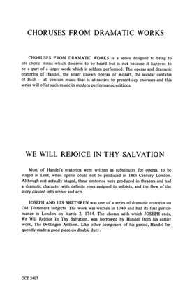 We Will Rejoice in Thy Salvation (from "Joseph and His Brethren")