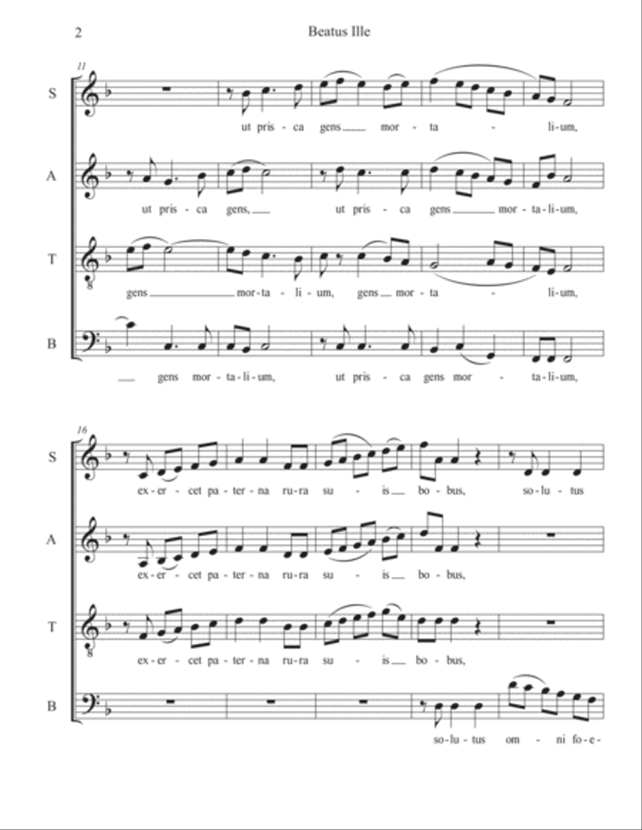 Beatus Ille, Qui Procul Negotiis for a capella SATB singers. lyrics in Latin with English translatio 4-Part scores gallery preview page 4