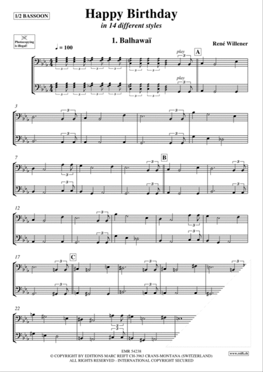 Happy Birthday Bassoon scores gallery preview page 3
