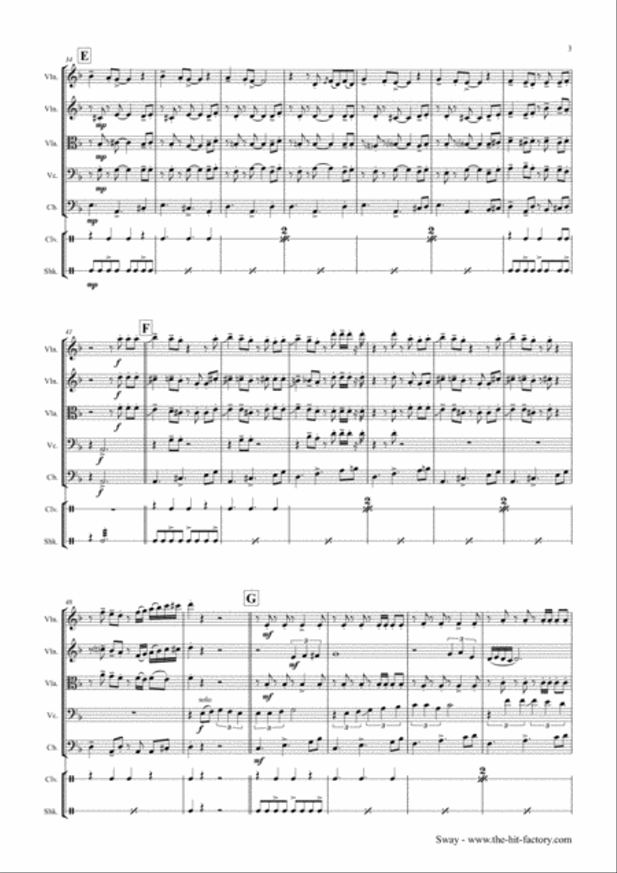 Sway (Quien Sera) String Quartet scores gallery preview page 3