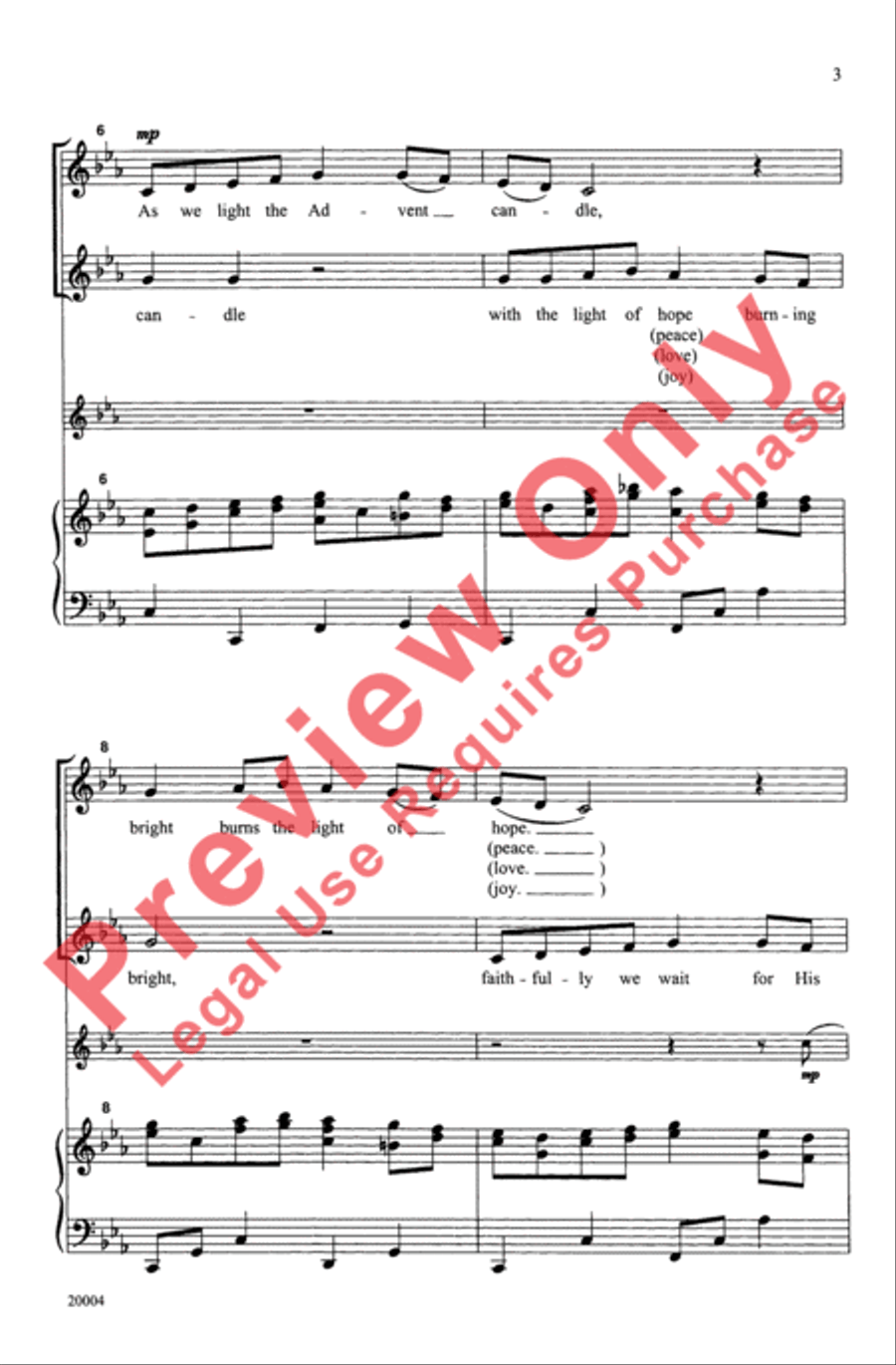 Light the Advent Candle Unison Choir scores gallery preview page 3