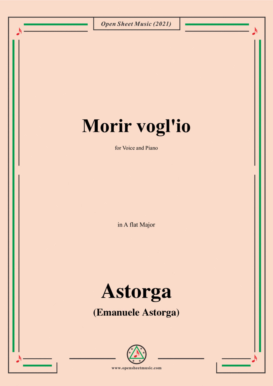 Astorga-Morir voglio,in A flat Major,for Voice and Piano Voice Solo scores gallery preview page 1