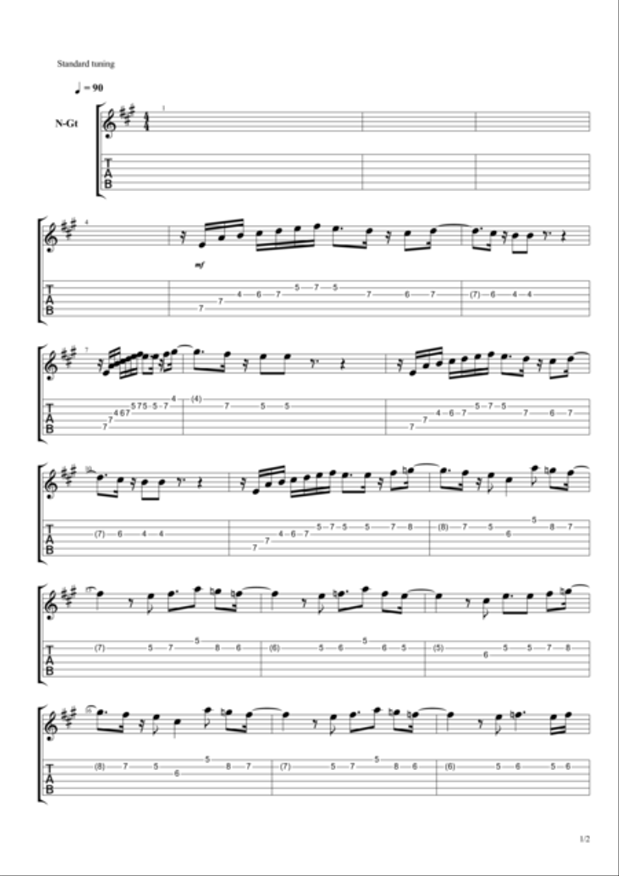 sunset samba (guitar 1) Guitar Tablature scores gallery preview page 1