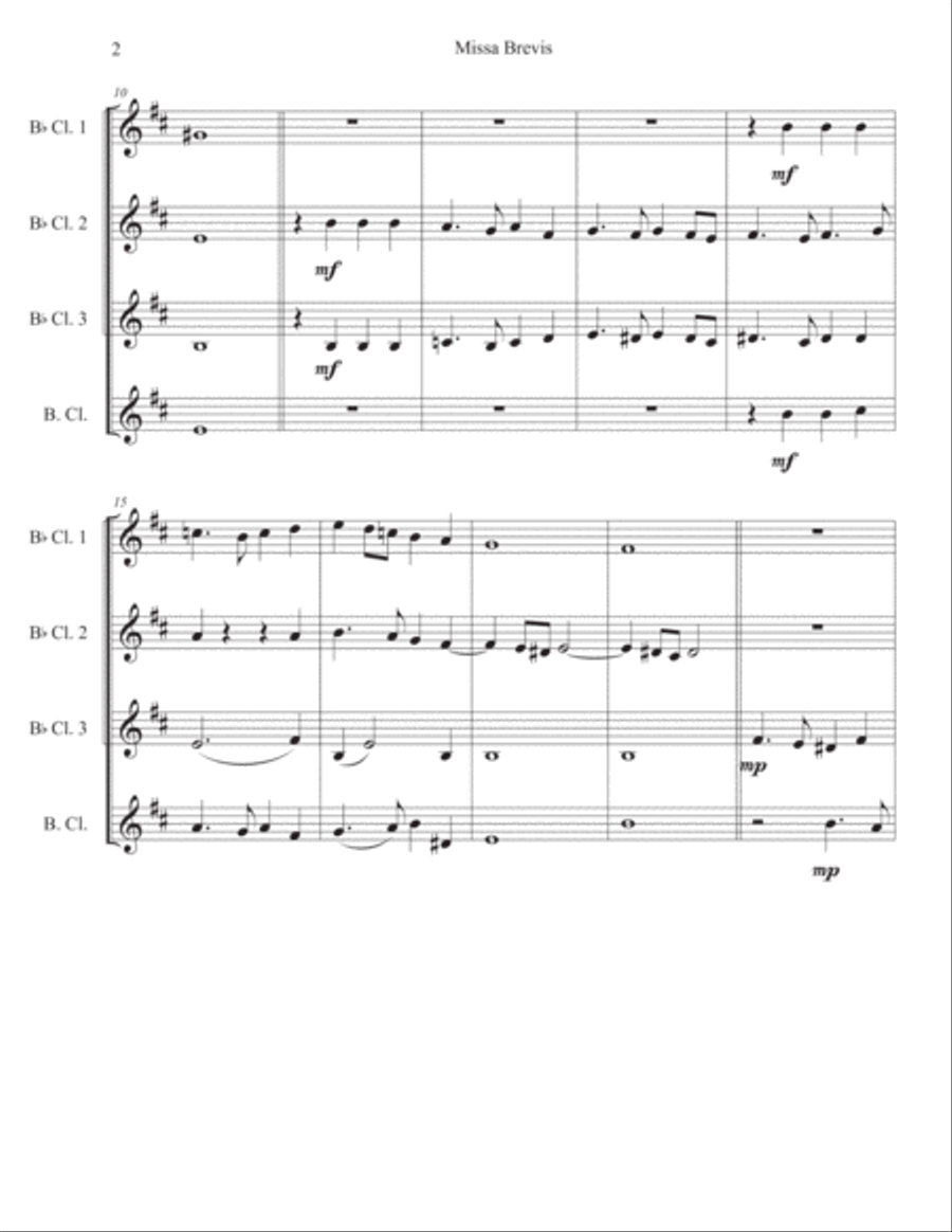 Missa Brevis in d minor Woodwind Quartet scores gallery preview page 3
