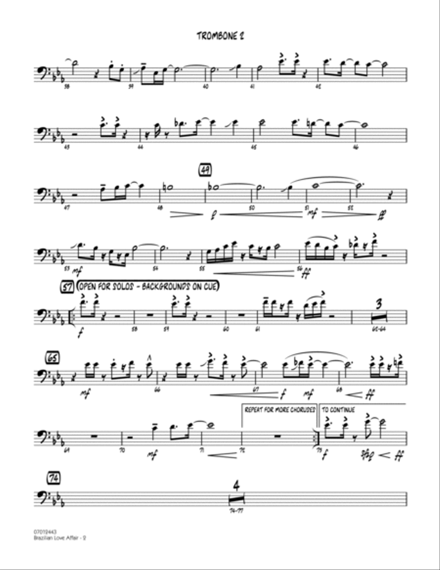 Brazilian Love Affair - Trombone 2 Trombone scores gallery preview page 2