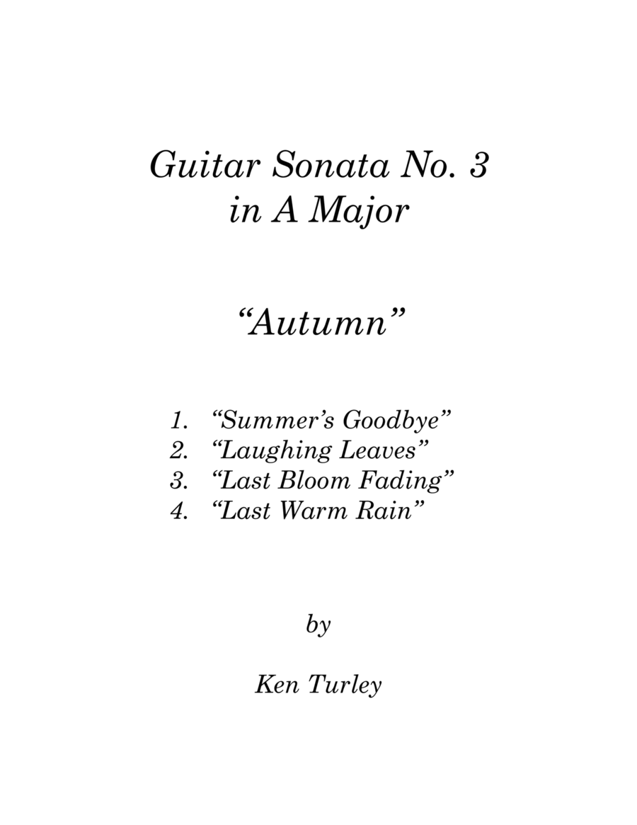 Classical Guitar Sonata No. 03 in A Major "In Autumn" image number null
