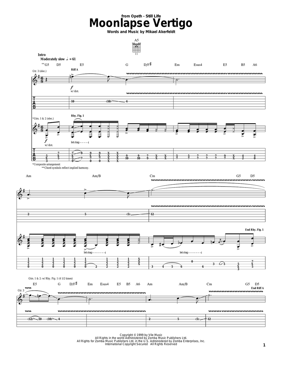 Moonlapse Vertigo Electric Guitar scores gallery preview page 1