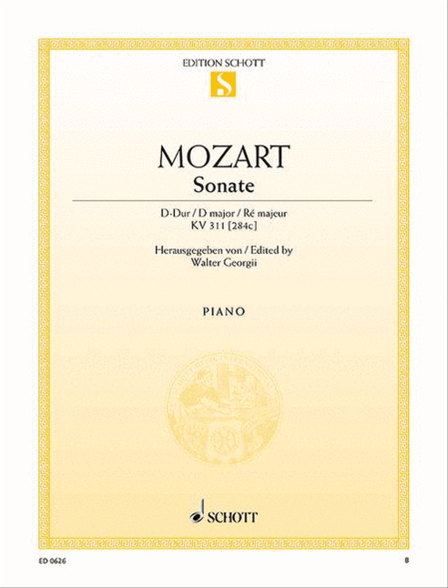 Sonata D major, K. 311 [284 c] Piano Solo scores gallery preview page 1