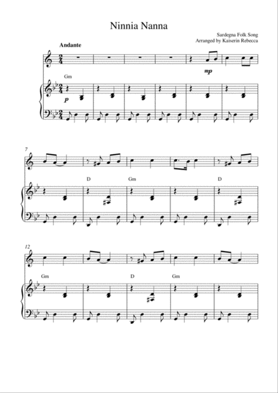 Ninnia Nanna Trumpet Solo scores gallery preview page 1