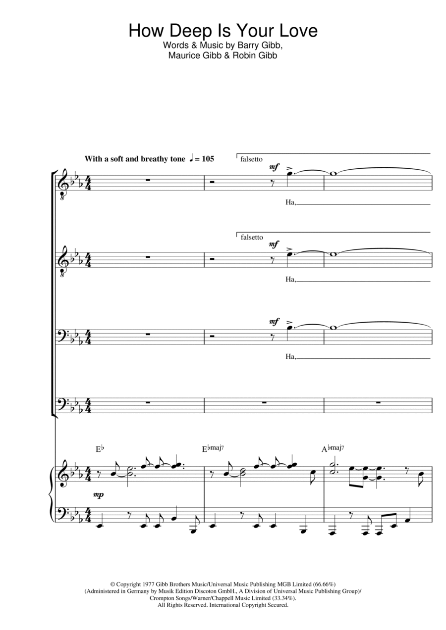 How Deep Is Your Love How Deep Is Your Love TTBB scores gallery preview page 1