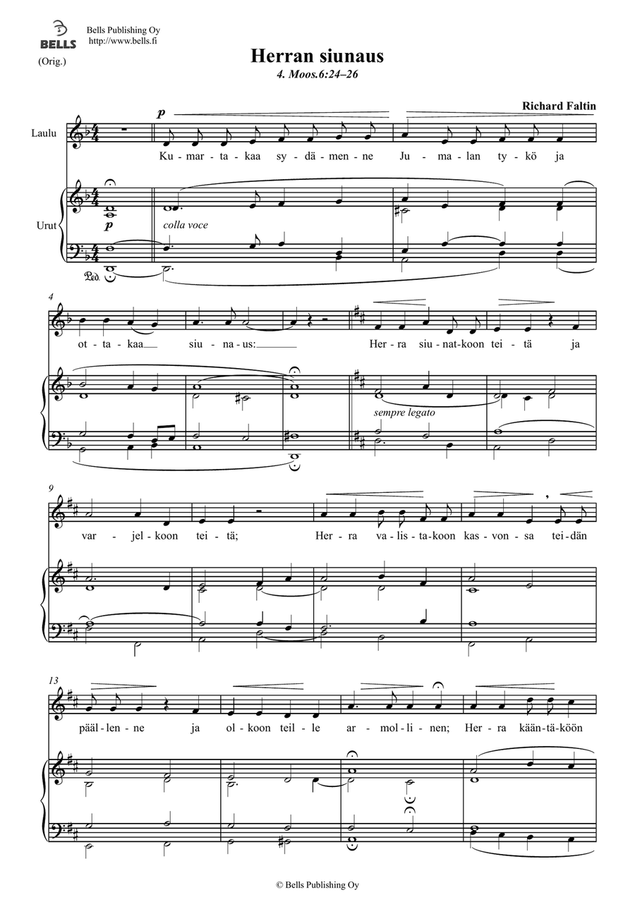 Herran siunaus (Original key. D minor)