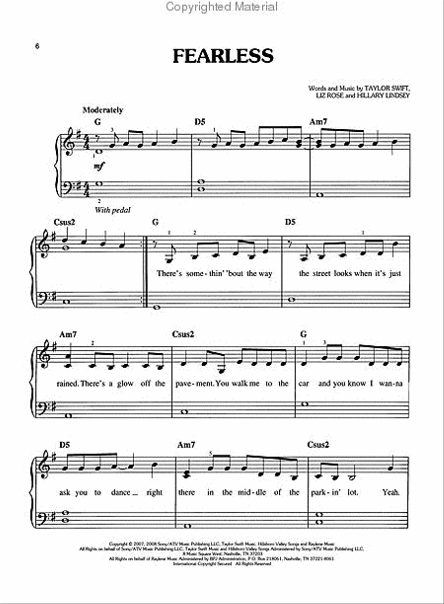 Taylor Swift – Fearless Easy Piano scores gallery preview page 2