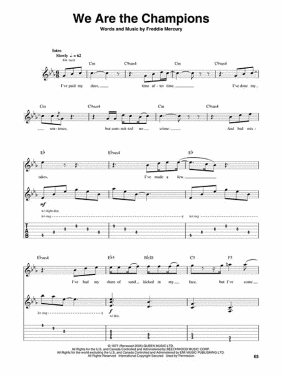 Queen Queen Guitar Tablature scores gallery preview page 6