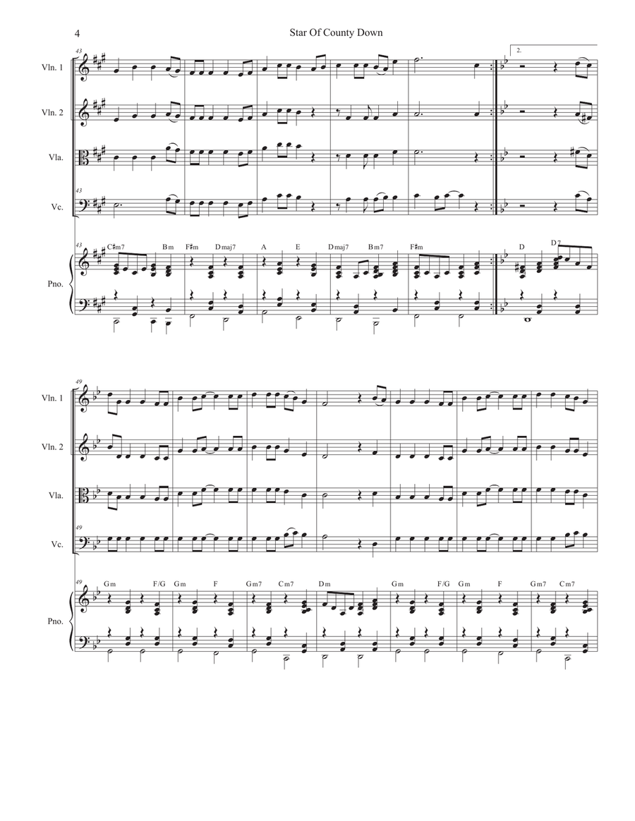 Star Of County Down (String Quartet and Piano) String Quartet scores gallery preview page 4