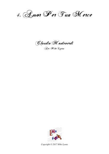 Monteverdi First Book of Madrigals - No 4. Amor Per La Tua Merce image number null