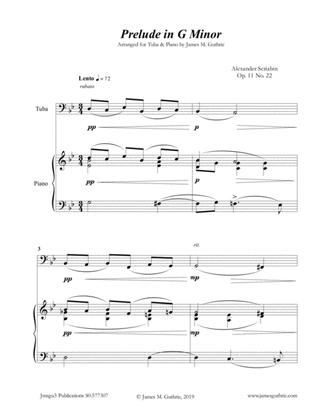 Book cover for Scriabin: Prelude in G Minor for Tuba & Piano