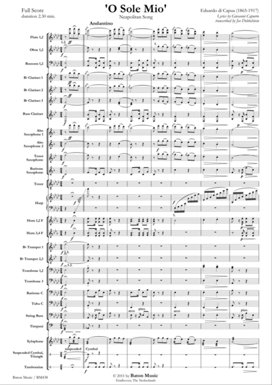 O sole mio O sole mio Concert Band scores gallery preview page 2