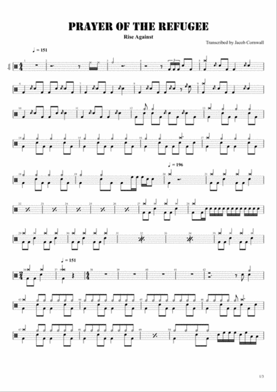 Prayer of the Refugee Drum Set scores gallery preview page 1