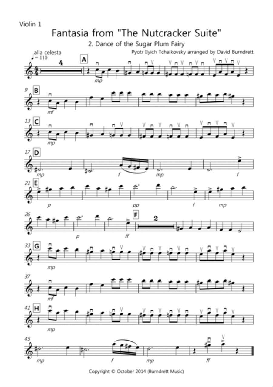 Dance of the Sugar Plum Fairy (fantasia from Nutcracker) for Violin Quartet Violin Solo scores gallery preview page 4