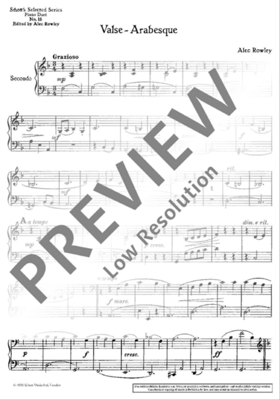 Valse Arabesque Piano Duet scores gallery preview page 3