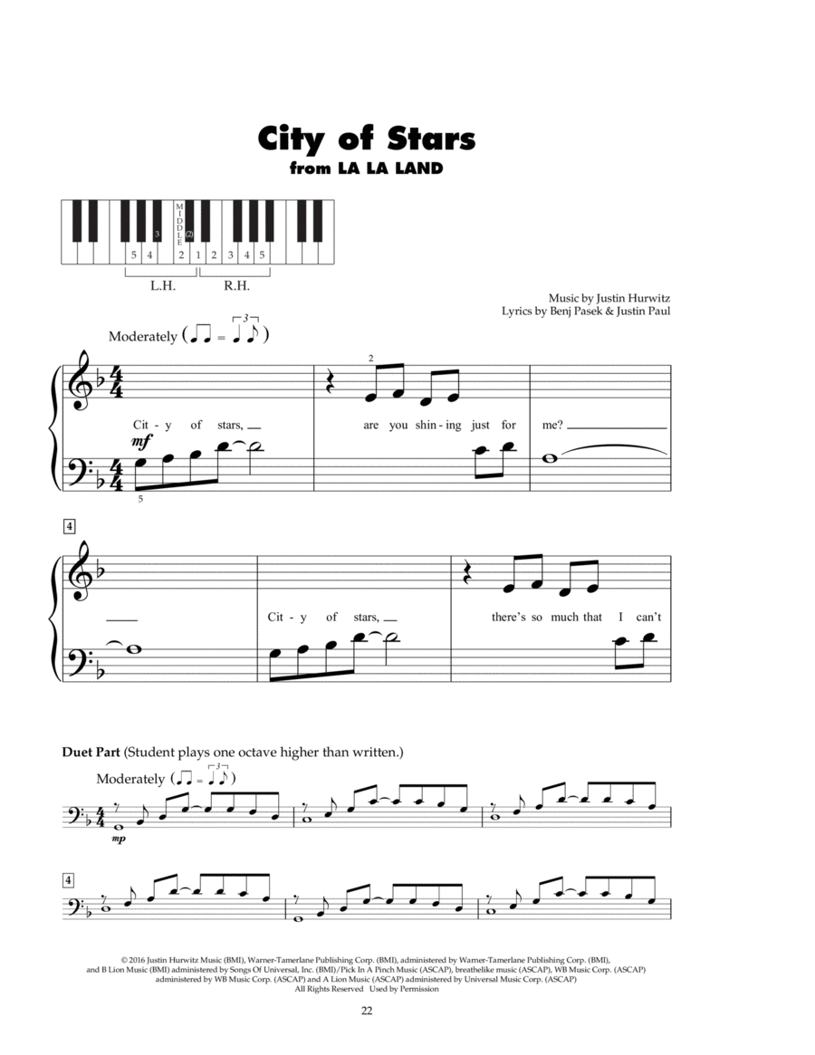 City Of Stars (from La La Land) Piano scores gallery preview page 1
