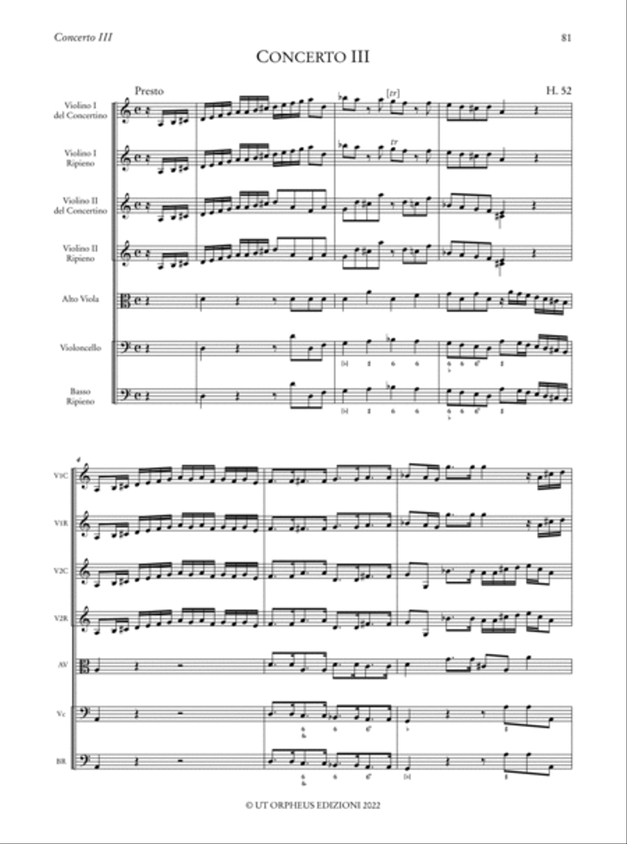 6 Concertos Op. 2 (1732; Revised, 1751) (H. 50-55). Critical Edition Orchestra scores gallery preview page 4