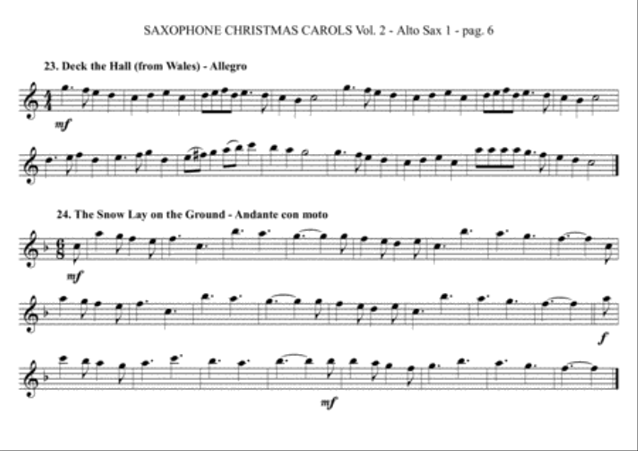 SAXOPHONE CHRISTMAS CAROLS vol. 2 - 12 more English Carols for Sax Quartet (SATB or AATB) Saxophone Quartet scores gallery preview page 6